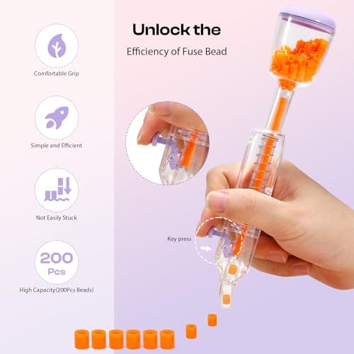 Caydo Fuse Beads Kit with Fuse Bead Pen, Design App & 200+ Patterns for Beginners, 10500PCS 36 Colors 5mm for Girl Holiday Home DIY Decor Creative Projects - Thumbnail 2