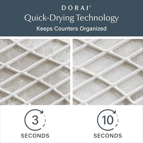 Dorai Home Collapsible Dish Drying Rack and Stone Pad – Foldable Rack with Instant - Dry Stone Mat – Space-Saving Dish Drainer for Kitchen Counter -19.9" x 15.2" (Sandstone) - Thumbnail 2