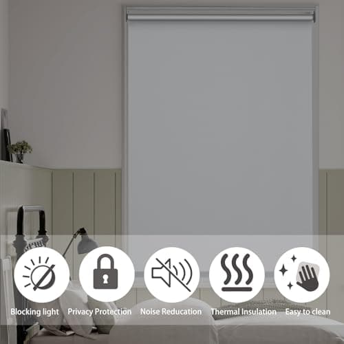 Changshade Blackout Roller Shades for Windows，Noise Reducing Thermal Insulated Pull Down Window Blinds, Cordless Free-Stop Shade，Easy Install UV Protection Fabric Blind for Bedroom,White,29"W x 72"H - Thumbnail 6