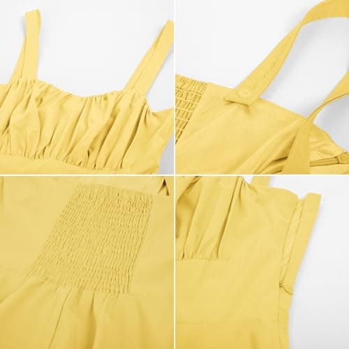 Belle Poque Pastel Yellow Dress for Women 2026 Summer Sleeveless Flowy Midi Sundress Vintage Corset Milkmaid Dress Small - Thumbnail 4
