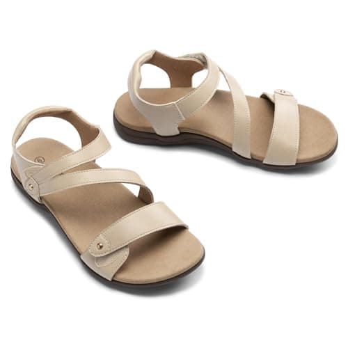 Rihero Orthopedic Sandals for Women Arch Support Comfortable Flat Sandals with Adjustable Strap for Summer Beach Walking Sand 9.5 - Thumbnail 6