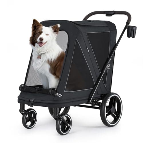 Beberoad Dog Stroller for 2 Dogs, Pet Stroller for Multiple Pets, R7 All-Terrain ER Tires with Shock Absorption, Full Panoramic Mesh Windows, One-Second Fold, Detachable & Washable Waterproof Fiber - Image 1