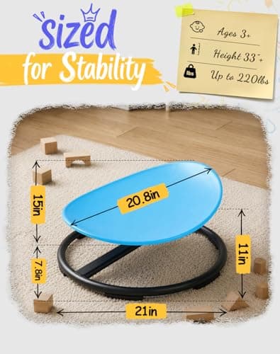 Spinning Chair for Autistic Kids – Round Sensory Spinning Toy, Bowl Spin Chair for Kids Autism, Sensory Swivel Seat for Balance, Coordination, Focus & ADHD Support, Autism Sensory Products (Blue) - Thumbnail 3