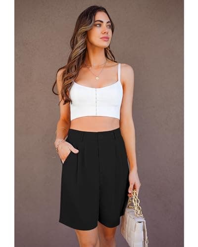 luvamia Womens Shorts with Pockets Dressy Shorts for Women Womens Black Shorts Summer Shorts for Womens Dressy Shorts Shorts Women High Waist Size Large Size 12 14 - Thumbnail 5