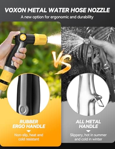 VOXON Garden Hose Nozzle Heavy Duty Metal - High Pressure Water Hose Nozzle Sprayer with Thumb Flow Control, Adjustable Spray Patterns for Outdoor Plants/Lawn Watering, Car Washing, and Pet Showering - Thumbnail 4