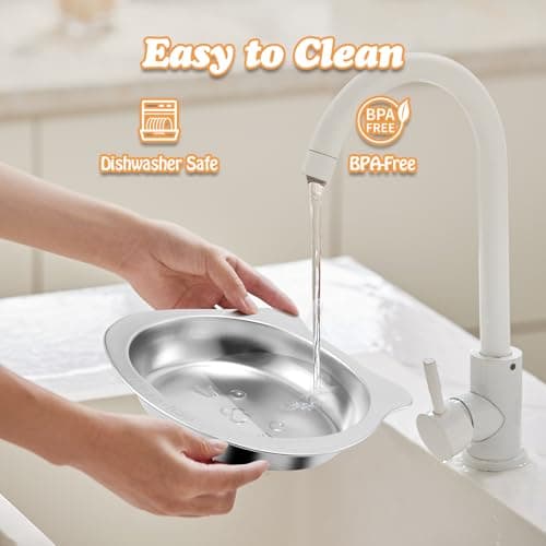 HBGmao-hao Stainless Steel Cat Food Bowls 2 Pcs 7.1 Inch, Heavy Duty Double Wall Insulated, Whisker-Friendly Shallow Dishes for Food and Water, Cats Small Dogs (01siliver) - Thumbnail 6