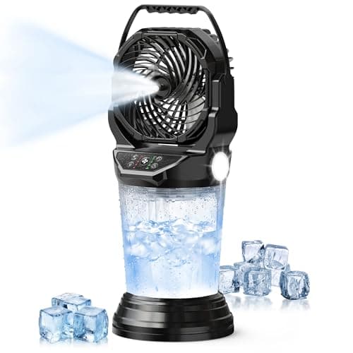 Jercoda 19" Portable Misting Fan,30000mAh Rechargeable Outdoor Misting Fan with 2L Water Tank,120°Auto Oscillating with Remote Camping Mister Fans for Outside Patio,Camping,Garden,Backyard - Image 1