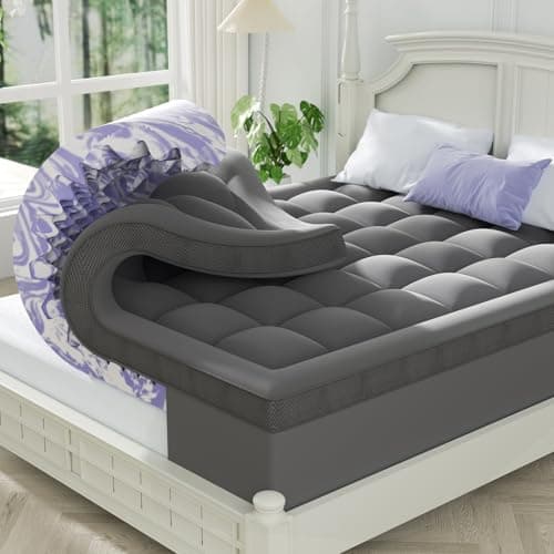 ChiXpace Dual Layer 4 Inch Memory Foam Mattress Topper King - 2 Inch Gel Memory Foam and 2 Inch Pillow Top Mattress Pad, 7-Zone Egg Crate King Size Mattress Topper (Grey) - Image 1