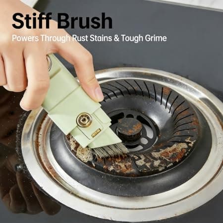 4-in-1 Multifunctional Cleaning Tool, Ergonomic Handle, Dual Storage, Corner Shovel Scraper Soft/Stiff Brushes, Perfect for Kitchen Bathroom Sink Tile Gaps, Household Essential - Thumbnail 2