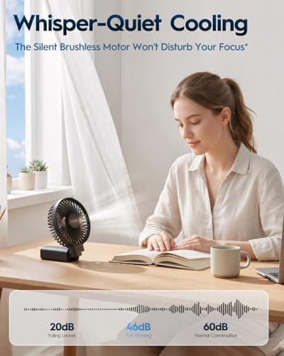 Funme Portable Handheld Fan, 53H Max Cooling Time Travel Fan, 10000mAh Personal Fan with Power Bank, 4 Speeds Rechargeable Fan, Handheld/Foldable 180° Design for Desk/Travel/Office/Outdoor - Black - Thumbnail 5