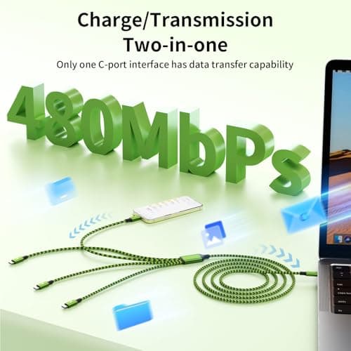 Travel USB C Splitter Multi Charging Cable for Multiple Devices, Fast Charging 4 in 1 Charging Cord, 2Pack 5 FT USB C Phone Charger Cable with 4 Type-C Ports for iPhone 17 Pro Samsung S24 S23 - Thumbnail 3