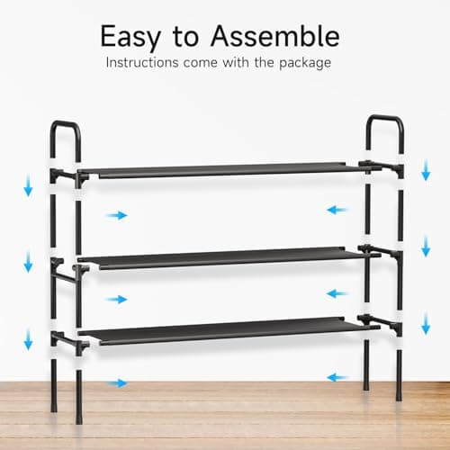 isightguard Long Shoe Rack for Closet - 3 Tier Shoe Organizer Storage for Entryway, Front Door Entrance, Metal Frame, Non-Woven Fabric Shelves, 10.8“ D x 40.2” W x 25.8” H - Thumbnail 6