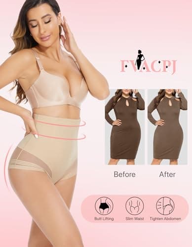 FVACPJ Shapewear Tummy Control Underwear - High Waisted Shapewear Panties Compression Body Shaping Briefs Girdle Panty Nude - Thumbnail 3