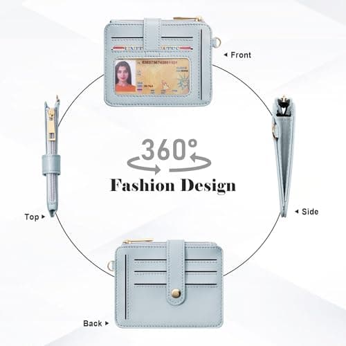 Airkit Wristlet Wallets for Women, Keychain RFID Blocking Credit Card Holder, Small Girly Wallet with Bracelet, Silicone Beaded Tassel Key Ring Card Holder, Light blue - Thumbnail 5