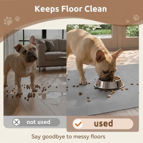 MontVoo Pet Feeding Mat, Absorbent Dog Food Mat, Quick Dry Pet Bowl Mat with Non-Slip PU Backing, Keep Floor Clean from Water&Food Spills, Machine Washable Cat Food Placemat, 14"x20", Grey - Thumbnail 3