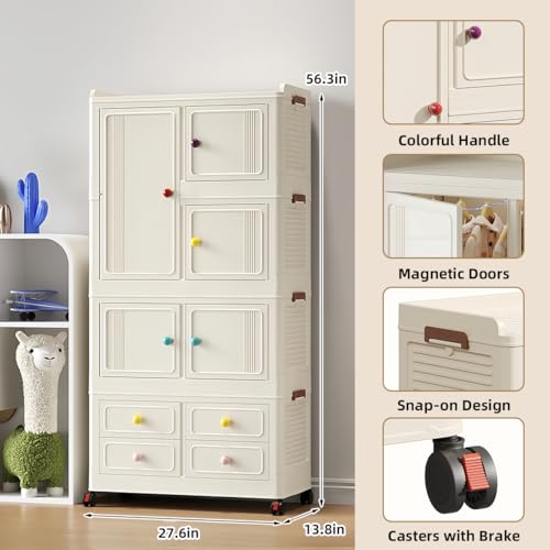 Stackable Storage Bins with 4 Drawers, 314QT Foldable Storage Cabinet with Wheels & Lids, Large Capacity Closet Organizers and Storage for Home, Apartment, Dorm, Closet - Easy No-Tool Assembly - Thumbnail 2
