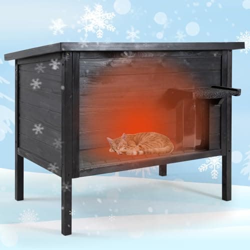 Weatherproof Outdoor Cat House, Feral Cat Shelter, 100% Insulated Foam, Solid Wood, Large Size for Multiple Cats