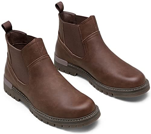 Jousen Chelsea Boots Casual Slip On Ankle Waterproof Mens Boots(AMY8119A brown 15) - Thumbnail 5