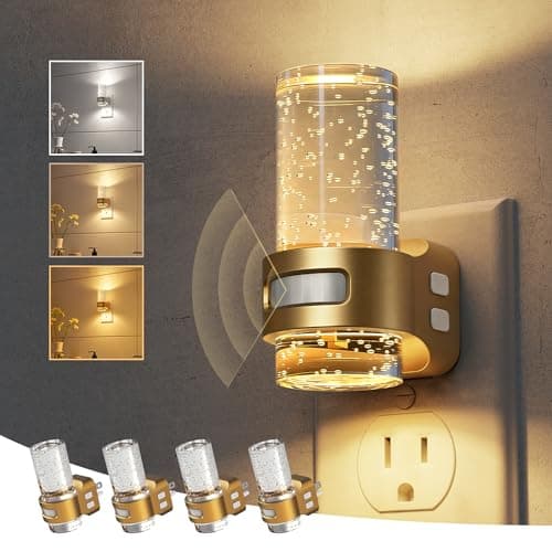 L LOHAS LED Motion Sensor Night Light, 4 Pack Bubble Night Lights Plug into Wall,3CCT Color Temperature Change MINI Night-Light,Dimmable Nightlights with Dusk to Dawn Sensor for Rooms Bathroom Hallway - Image 1