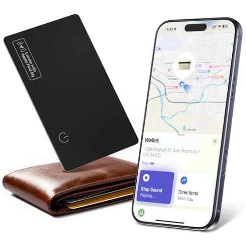 Wallet Tracker Card Air-Tag (iOS only), 0.07in Slim Tracking Card, IP68 Waterproof Bluetooth Tracker for Apple Find My, Wireless Charging Item Locator for Purse, Passports [Apple MFi Certified]