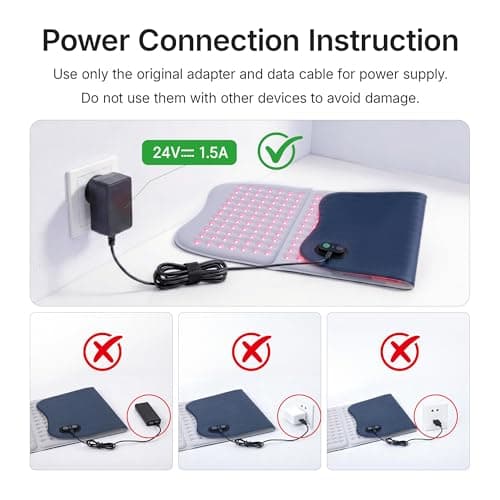 Hello Face Extra Long 30''x12'' Red Light for Body, 264 x Triple-Chip LEDs Large Red Light Mat Portable Near Infrared 660nm & 850nm for Full Body Back Hips Joint 36W Gray - Thumbnail 6