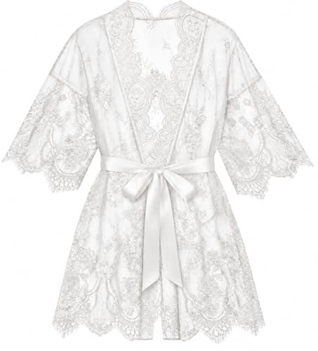 Rigeri Sexy Robes For Women V Neck Chemise Mesh Babydoll Lingerie White XL
