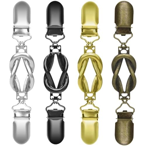 yuboo 4 Pcs Vintage Sweater Clips for Cardigans, Retro Dress Cinch Clip Back, Metal Shirt Waist Tightener for Women Mother's Day, Shawl Clips and Fasteners Set Gifts - 4 Colors - Image 1
