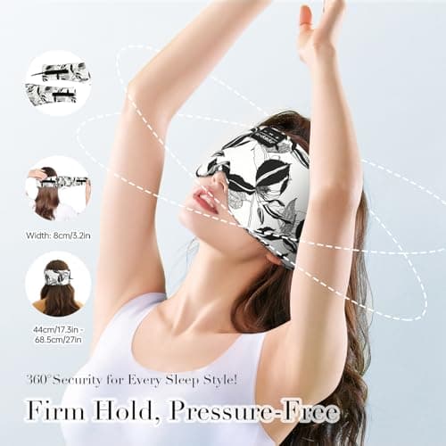 LC-dolida Sleep Mask with Bluetooth Headphones, Extra Large Silk Eye Mask for Sleeping Side Day Sleepers, Sleep Headphones Bluetooth 5.4 for Women Men with Thin Speaker, Blackout, Comfort, Microphone - Thumbnail 5