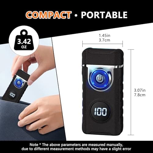 SKRFIRE Electric Lighter - Windproof, Plasma-Flame Arc Lighter, Rechargeable USB, Battery Indicator (Matte Black) - Thumbnail 6