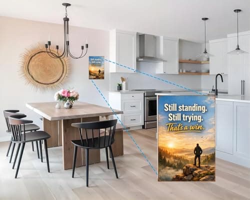 Still Standing Still Trying That’s A Win Tin Sign Vintage Inspirational Quote Metal Wall Decor Scenic Mountain Sunrise Rustic Motivation Plaque For Home Office Cabin Garage 8x12 Inch - Thumbnail 4