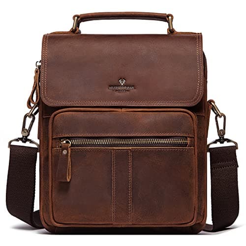 gzcz Leather Crossbody Bag for Men, Mens Bag Messenger Bags Shoulder Bag for Outdoor Travel Business, Red-Brown - Image 1