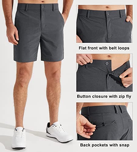 Libin Men's Golf Shorts 7" Work Dress Shorts Casual Hybrid Flat Front Short Lightweight Quick Dry Water Resistant, Iron Grey, Size 36 - Thumbnail 4