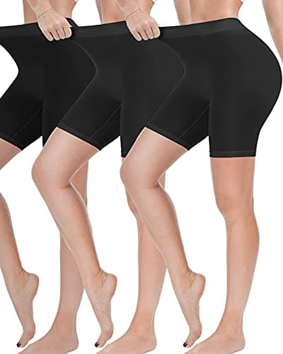 Reamphy 3 Pack Slip Shorts for Women Under Dress,Comfortable Smooth Yoga Workout Biker Shorts(3*Black,M) - Image 1