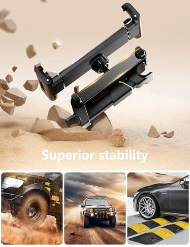 BKWITY Car Headrest Tablet Holder, Lockable 3-in-1 Extension Arm Tablet Mount for Car Backseat, 360° Rotation, Fits iPad Pro Air Mini, Fire HD, 4.7-13" Tablets, Road Trip Essentials for Kids - Thumbnail 6