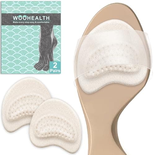 WOOHEALTH Metatarsal Pads for Women, Ball of Foot Cushions (2 Pairs Foot Pads) for Morton's Neuroma, Callus, Metatarsalgia & Forefoot Pain Relief (Apricot)