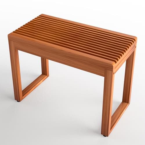 RUIERS Premium Teak Shower Bench 23.6” – Heavy Duty 500 lbs, Waterproof Solid Wood Bath Stool for Elderly, Spa, Bathroom & Multi-Purpose Use - Image 1