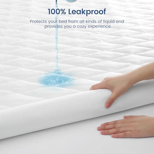 Cozy Bliss Leakproof Cooling Mattress Protector Twin XL, Q-Max 0.45 Soft Noiseless Breathable Mattress Topper Cover, with Deep Pocket Fits 8–18 Inches for Summer Bed Hot Sleepers, White - Thumbnail 3