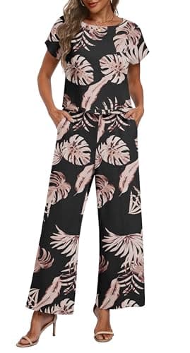 Lepunuo Women Summer 2 Piece Sets Cap Sleeve Crop Top Flowy Wide Leg Pants Matching Lounge Set Vacation Beach Travel Outfits - Image 1