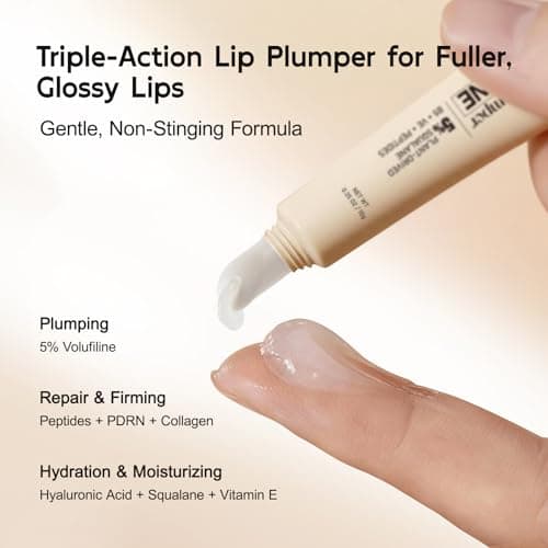 YouthVibe 5% Volufiline Lip Serum & Gloss, Hydrating Lip Care with Shea Butter, Collagen, Peptide & PDRN - Fuller-Looking Lips Over Time, No Burning or Tingling, Non-Sticky Essence - Clear - Thumbnail 4