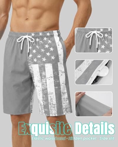 9 Inch Men Swim Trunks Compression Liner Quick Dry Male Swimwear Bikini Brief Swimsuit Bathing Suit Beach Board Surf Water Shorts Traje De Baño para Hombre Ropa Deportiva Chores Pantalonetas Shores - Thumbnail 6