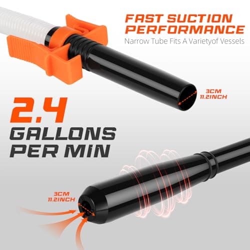 Portable Fuel Transfer Pump with 47" Hose-High Flow Hand Fuel Pump, Battery Powered Siphon Pump for Gasoline Mechanical Fuel Pumps Universal Fit for Gasoline, Vehicles, Fuel,Water Transfer（Amber） - Thumbnail 2