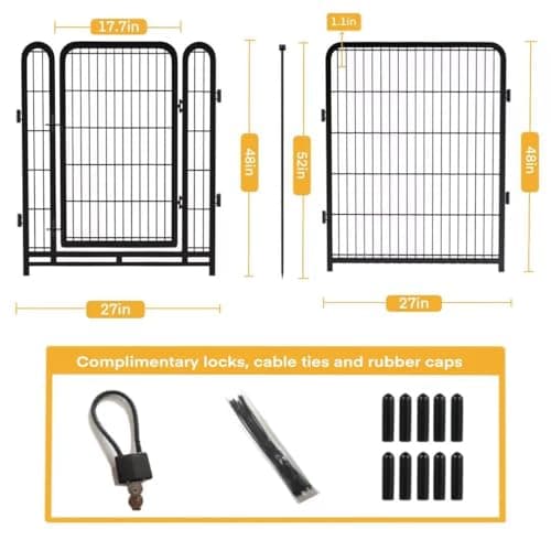 Getlay Dog Playpen 48inch 12 Panels, Puppy Playpen Indoors, Dog Fence Outdoor for Yard, Wide Door Low Threshold Garden Fence for Medium/Large Pets. Black Dog Pens Total 26.6 Ft(L) - Thumbnail 3