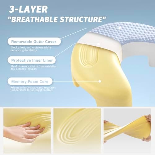 Baigee Side Sleeper Pillow for Adults with Arm Hole – Pillow for Side Sleepers to Improve Breathing, Relieve Neck, Shoulder and Knee Pain, Reduce Facial Compression (Blue,17"x21") - Thumbnail 3