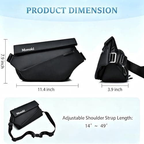 Monoki Crossbody Bag for Men Women,Sling Bag for Men with Adjustable Strap - Thumbnail 3