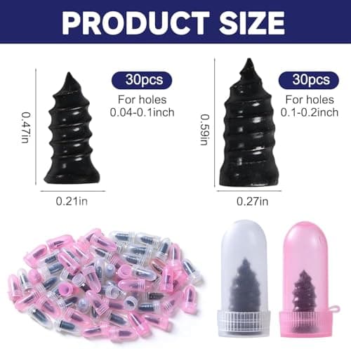 COOSLIM 60PCS Tire Repair Rubber Nail, Rubber Vacuum Tire Repair Spiral Screws Kits, Self-Service Tire Screw Plugs Quick Repairs Tool for Car, Motorcycle, Truck, Tractor Tires Puncture Repair (60) - Thumbnail 2