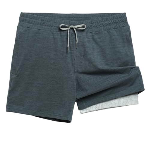 maamgic Mens 2 in 1 Running Shorts, 5" Gym Short with Zip Pockets, Quick Dry Workout Athletic Shorts for Men Dark Blue Medium - Image 1
