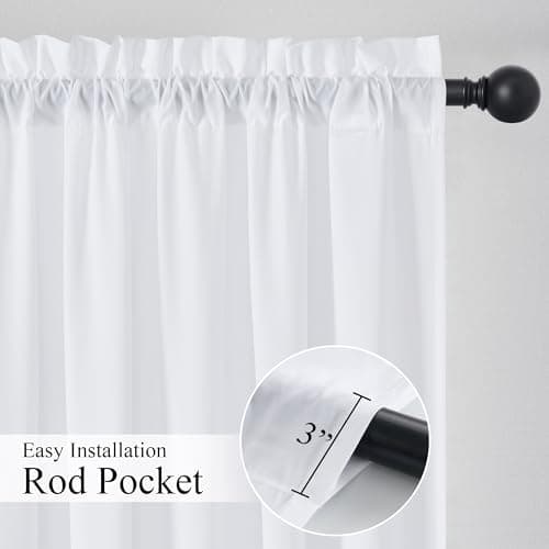 NICETOWN 2 Panels Non-See-Through Privacy Sheer Curtains 102 Inches Long, Light Filtering Rod Pocket Window Treatment Luxury Drapes for Living Room, Dining Room, Pure White, W52 x L102 in - Thumbnail 2