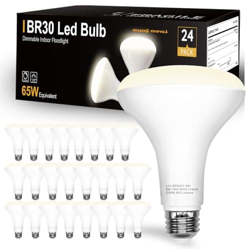 DAYBETTER 24Pack BR30 Led Bulb 65W Equivalent, Dimmable Flood Light Bulbs Indoor, E26 Base, 4000K Neutral White, 9W, 800 LM, Recessed Lighting Bulbs for Ceiling, Recessed Can, Living Room and Kitchen