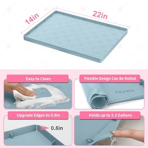 Sdpeia Under Sink Mat 22"×14" Waterproof Silicone Cabinet Liner & Sink Protector for Kitchen & Bathroom, Multi-Purpose Organizers Tray for Pets, Laundry, Cat Litter Mat - Thumbnail 5