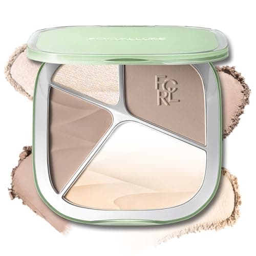 FOCALLURE 4-Color Contour Palette with Gradient Highlighter & Matte Finish - 3D Radiant Makeup for All Skin, Long-Lasting Highlight and Natural Contour Kit,BR01 Cocona Latte - Image 1